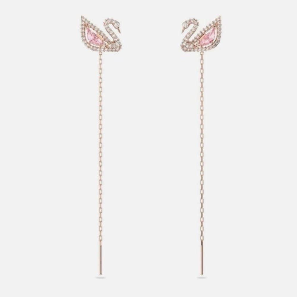 - - Swarovski Swan Crystals Dazzling Drop Earrings Pink, Rose Gold 5469990
